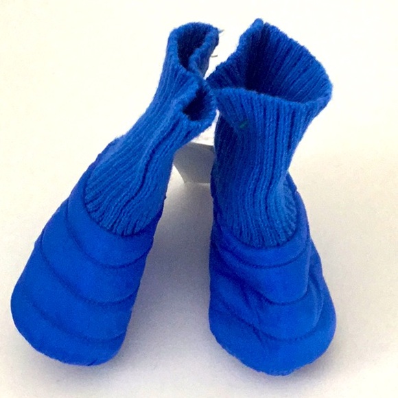 Baby Gap Blue Puffer Bootie Slipper Socks Winter Unisex. Infant Size 3-6 Months - Picture 2 of 7